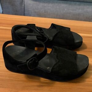 Clarks Black Suede Platform Sandals